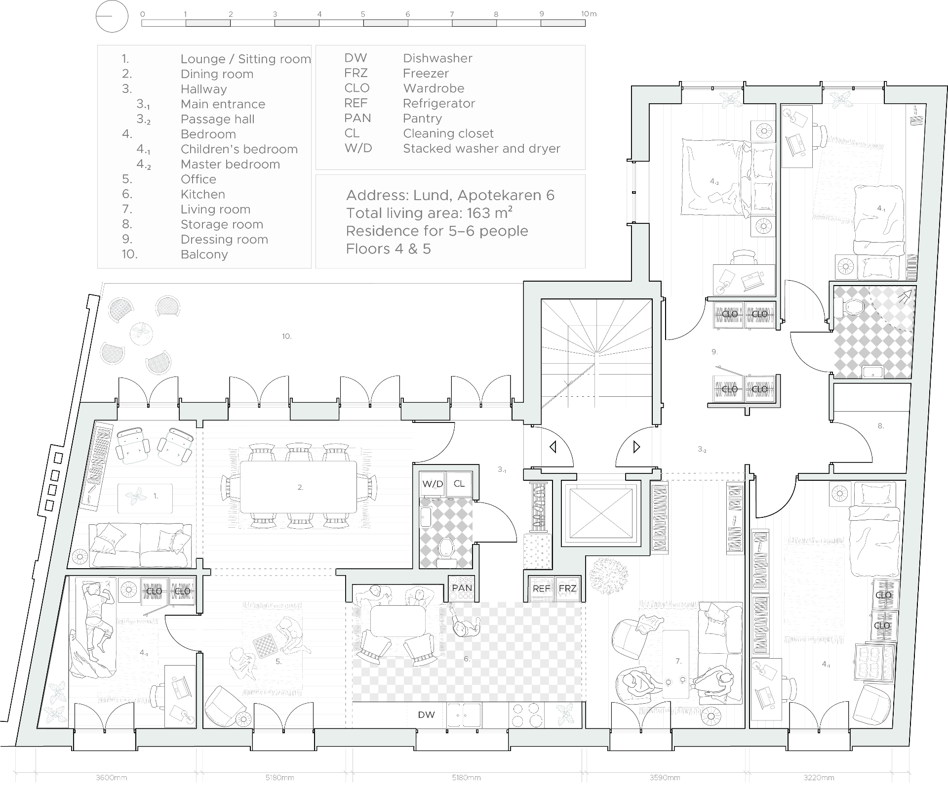 Apotekaren 6 — Floor plan, floors 4 & 5