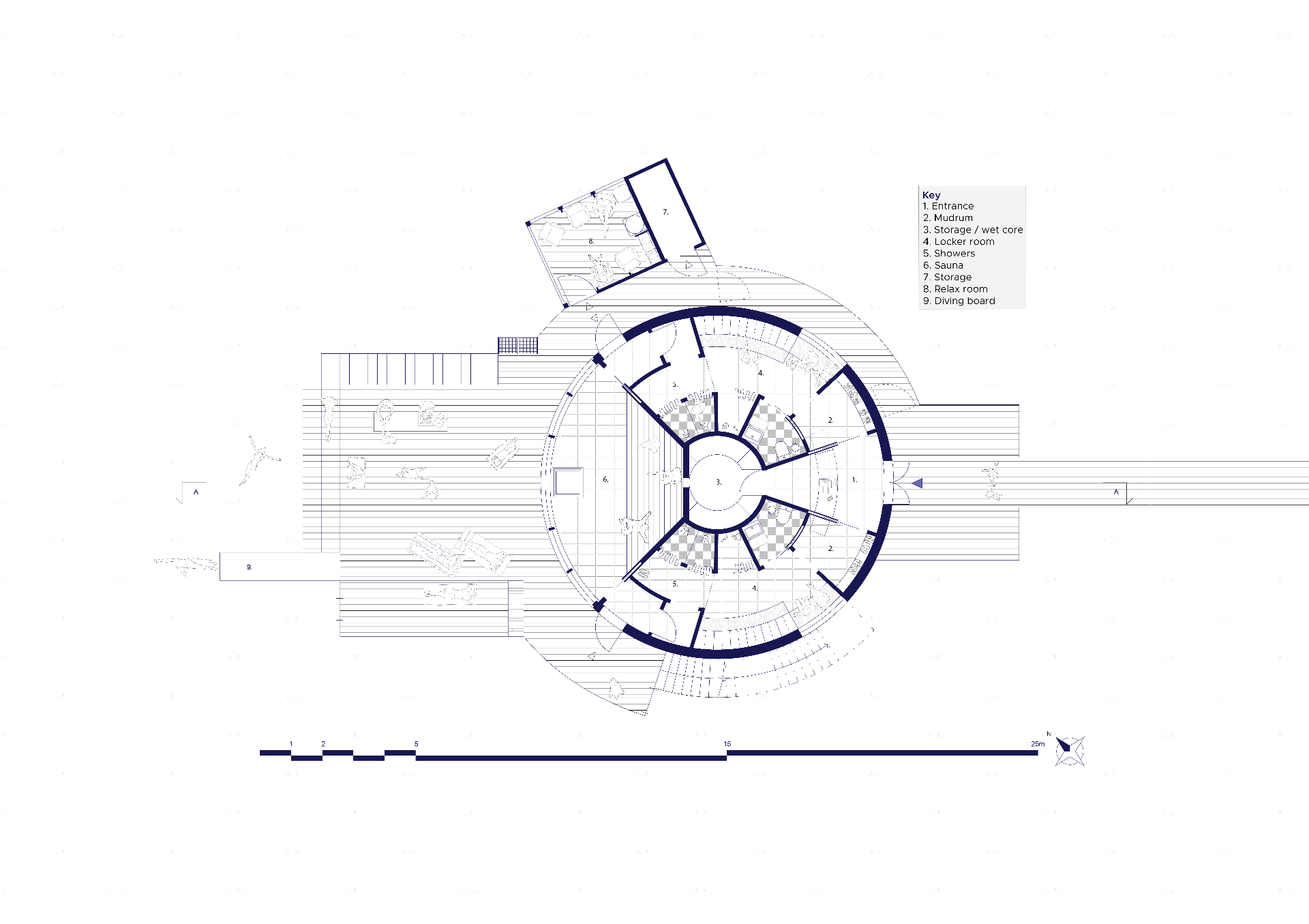 Fjord sauna plan, scale 1:50