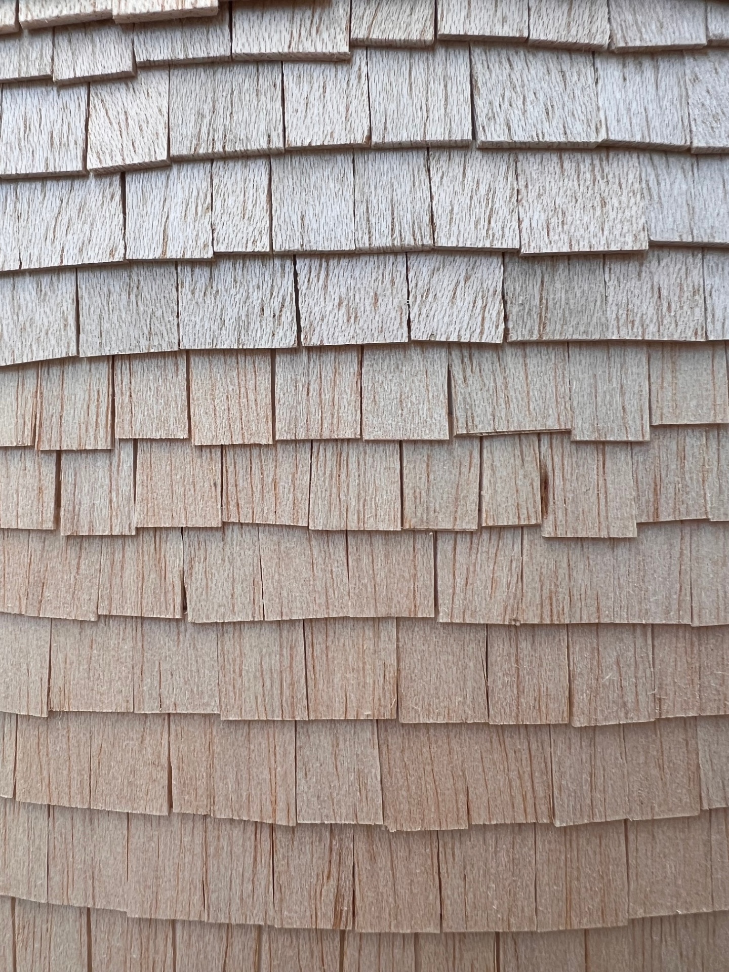 Close-up of pine wood shingle facade