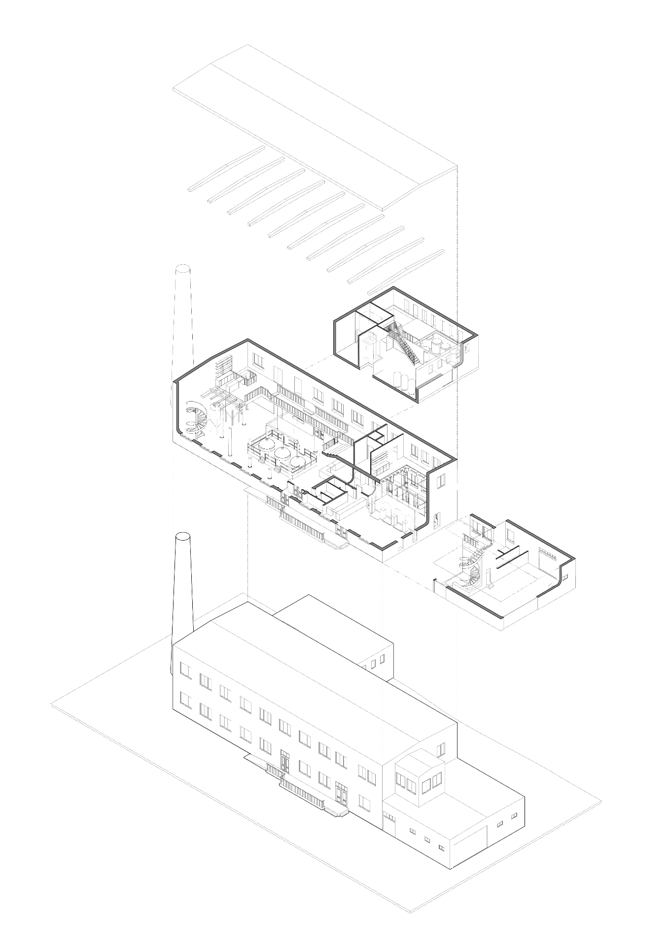 Ångcentralen fragment axonometric drawing