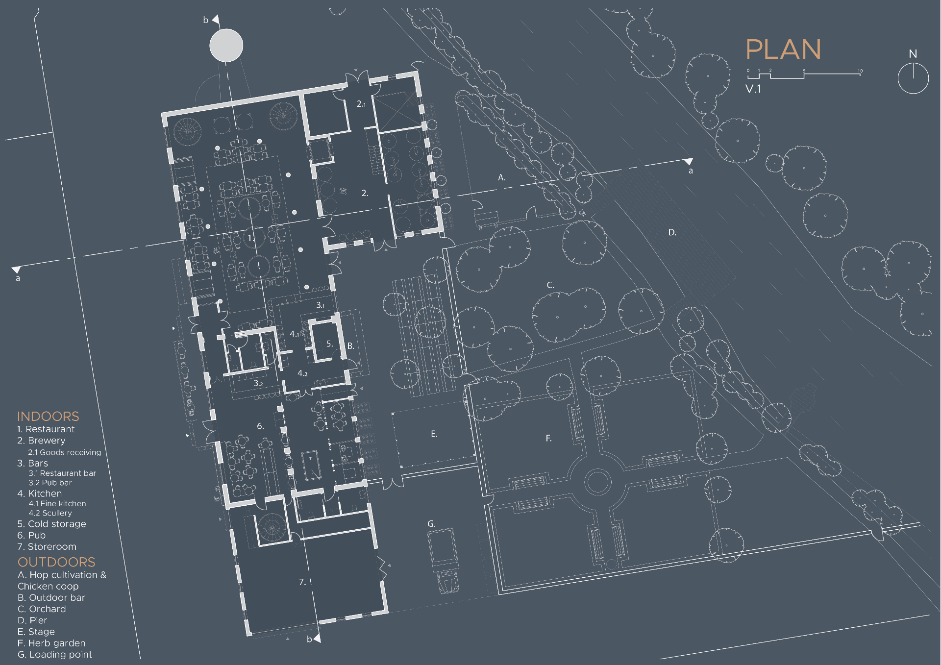 Ångcentralen first floor plan with program legend