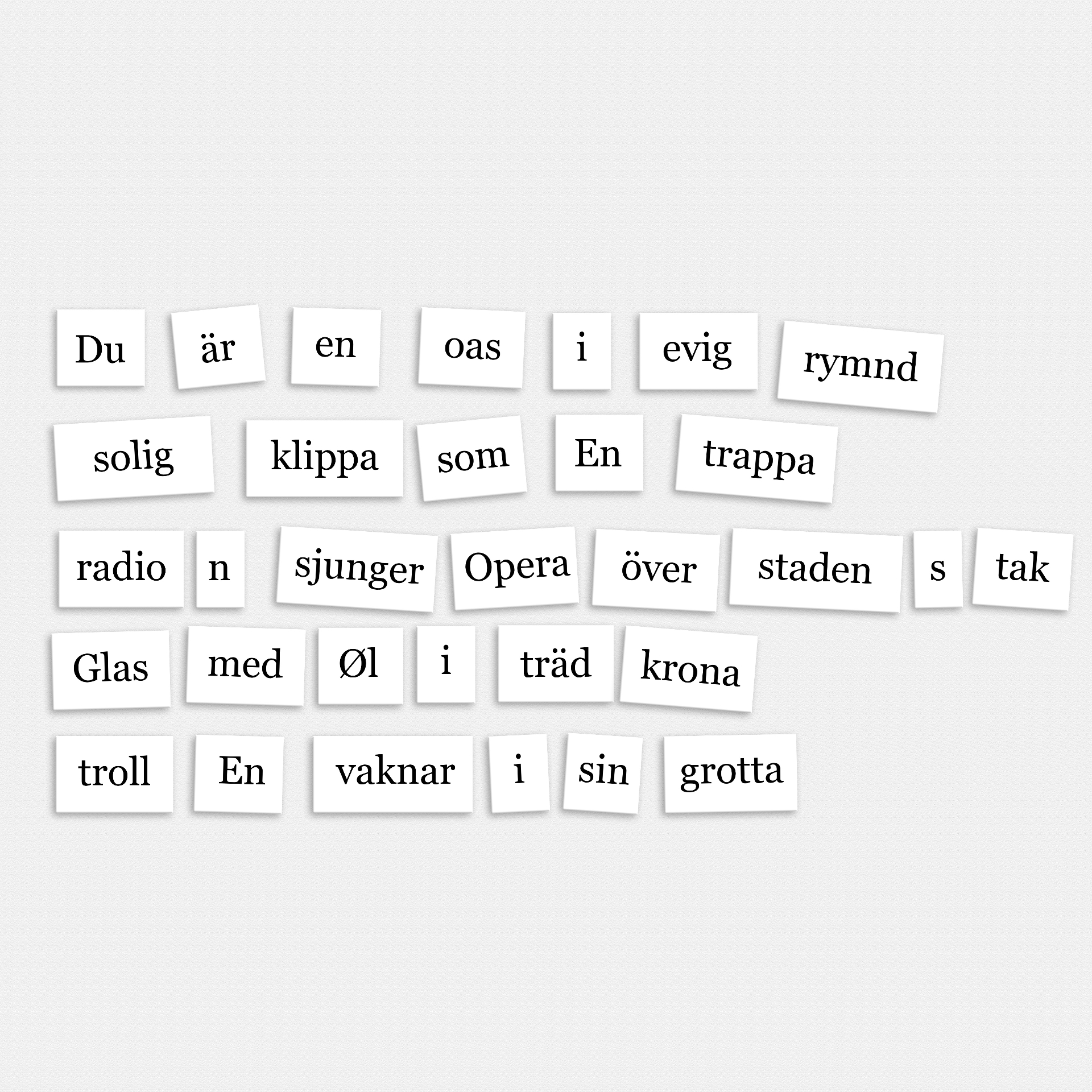 Terrasshim — poem composed from cut-out word fragments